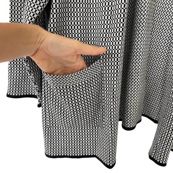 Talbots 3X Houndstooth Knit Cardigan Open Front Pockets Cozy Casual Minimalist - Picture 5 of 14